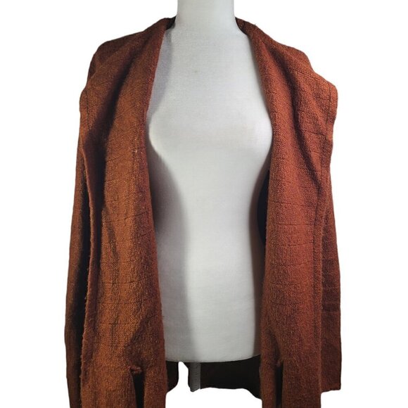 Old Navy Fuzzy Knit Caramel Brown Open Front Chunky Cardigan Long Sweater - Picture 6 of 9